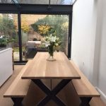 Vintage Industrial Modern Chic Oak X Metal Frame Chunky Dining Table