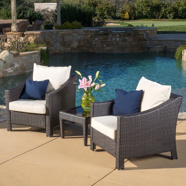 Shop Antibes Outdoor 3-piece Wicker Conversation Set with Cushions