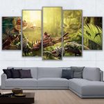 Framed Canvas Wall Art Home Decor Prints Poster 5 Pieces Iguana