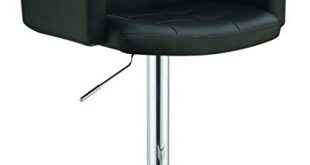 Amazon.com: Coaster Adjustable Bar Stool with Arms in Black Faux