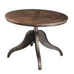 Shop Brooklyn Round Adjustable Height Steel & Oak Round Dining Table