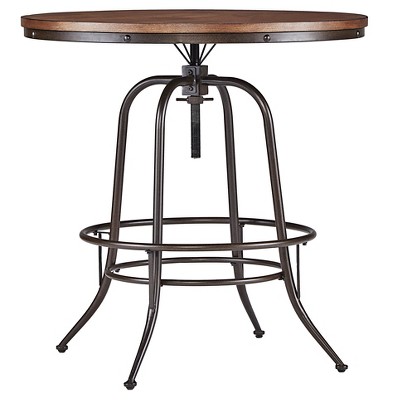 Mason Mixed Media Adjustable Counter Height Round Dining Table