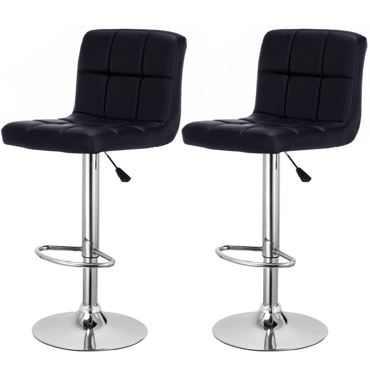 Zimtown Set Of 2 Adjustable Swivel Bar Stools PU Leather Pub Chairs