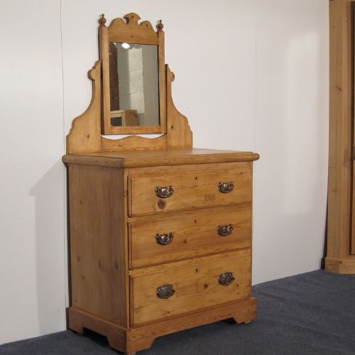 Antique Pine Chest Of Drawers With Mirror Upstand | 409095