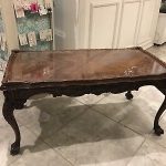 BEAUTIFUL ANTIQUE VINTAGE Mahogany Carved Wood Glass Top Coffee