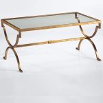 rectangular wrought iron coffee table with distressed antiqued gold