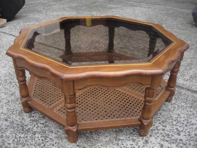 Antique Glass Top Coffee Table
