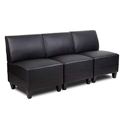 Amazon.com : Tyler Armless Sectional Sofa in Faux Leather Dimensions