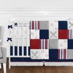 Red, White and Blue Baseball Patch Sports Baby Boy Crib Bedding Set