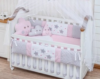 Baby girl crib bedding set | Etsy