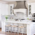 White And Gray Kitchen With Zinc French Kitchen Hood Transitional