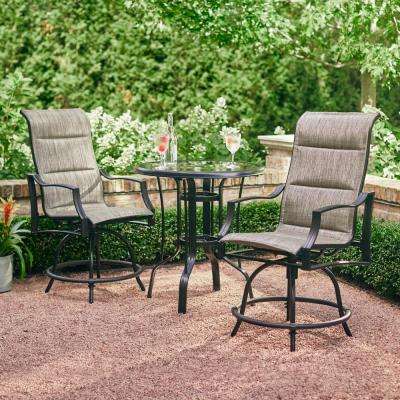 Statesville Pewter 3-Piece Outdoor Balcony Height Dining Set
