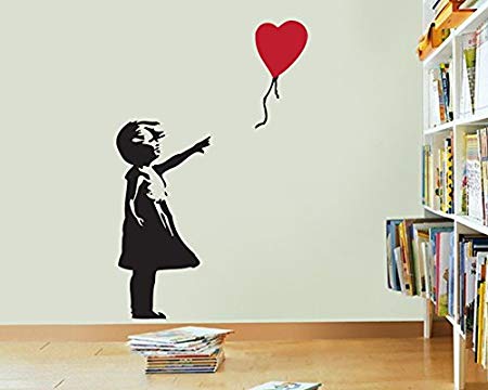 Banksy Wall Decal - Girl With Balloon Heart Wall Decal, Banksy Decal