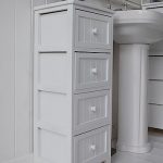 side view of the white tall bathroom storage cabinet | Storage