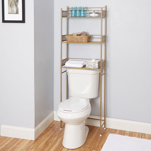 North Oaks Magnolia Bathroom Collection Space Saver, Gold Cpbe1058