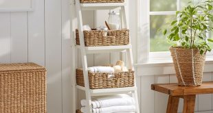 Ainsley Ladder Floor Storage with Baskets | Pottery Barn