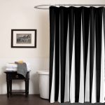 Black White Striped Shower Curtain Polyester 178x200cm Waterproof