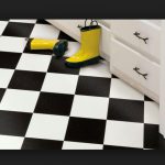 12' Black White Checkered Checkerboard Garage Kitchen Vinyl Flooring
