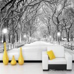 Black And White Snow Landscape Photo Mural Wallpaper 3D Stereo