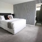 Black and White Striped Wallpaper Used By Bec and George - The Block