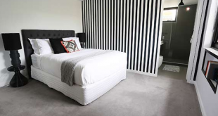 Black and White Striped Wallpaper Used By Bec and George - The Block