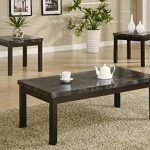 Amazon.com: 3pc Coffee Table and End Tables Set with Marble Top in