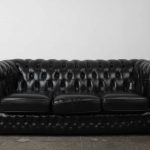 English Vintage Black Leather Chesterfield Sofa at 1stdibs