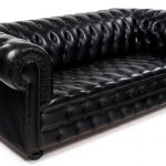 English Vintage Black Leather Chesterfield Sofa at 1stdibs