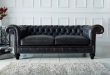 Paxton Black Leather Chesterfield | Home | Chesterfield style sofa