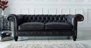 Paxton Black Leather Chesterfield | Home | Chesterfield style sofa