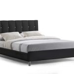 Baxton Studio Vino Black Modern Bed with Upholstered Headboard - Queen Size