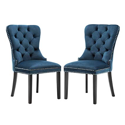Amazon.com : Elegant Tufted Upholstered Dining Chairs, Retro Velvet