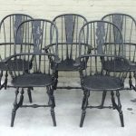 Set of 5 Original Black Painted Brace Back Windsor Chairs at 1stdibs