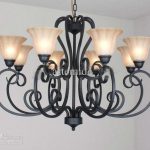 Rustic Traditional Black Wrought Iron Chandelier Dining Room Pendant