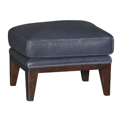 Cobalt Blue Leather-Match Accent Chair and Ottoman - Brewster | RC