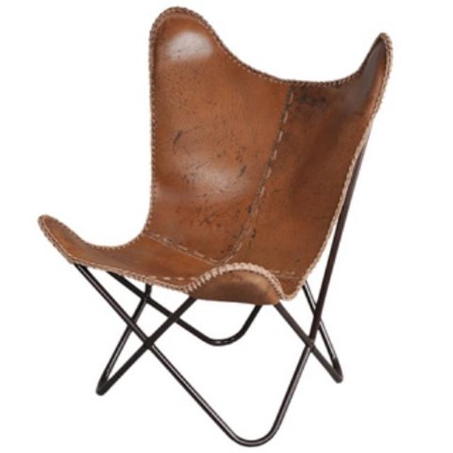 Anti-Brown Leather Butterfly Chair - Walmart.com