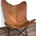 Leather butterfly hand made chair -light/medium tan / medium brown