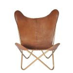 Shop Carbon Loft Larkin Chestnut Leather Butterfly Chair - On Sale