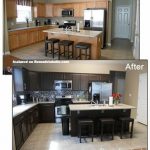 Before and After Chocolate Brown Kitchen using Rustoleum featured on