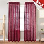 Amazon.com: Linen Look Burgundy Sheer Curtains for Living Room Rod
