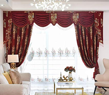 Amazon.com: Queen's House Elegant Burgundy Curtains 84 Inches Long