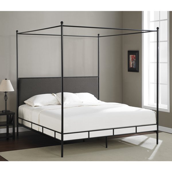 Shop Lauren Black Metal King-size Canopy Bed with Grey Fabric
