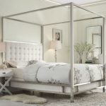 Queen Size Metal Canopy Bed with White from Hearts Attic | Quick