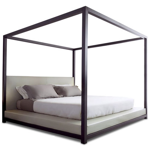 Canopy bed / double / contemporary / with upholstered headboard