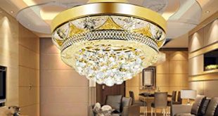COLORLED Modern Crystal Gold Ceiling Fan Light Kit for Living Room