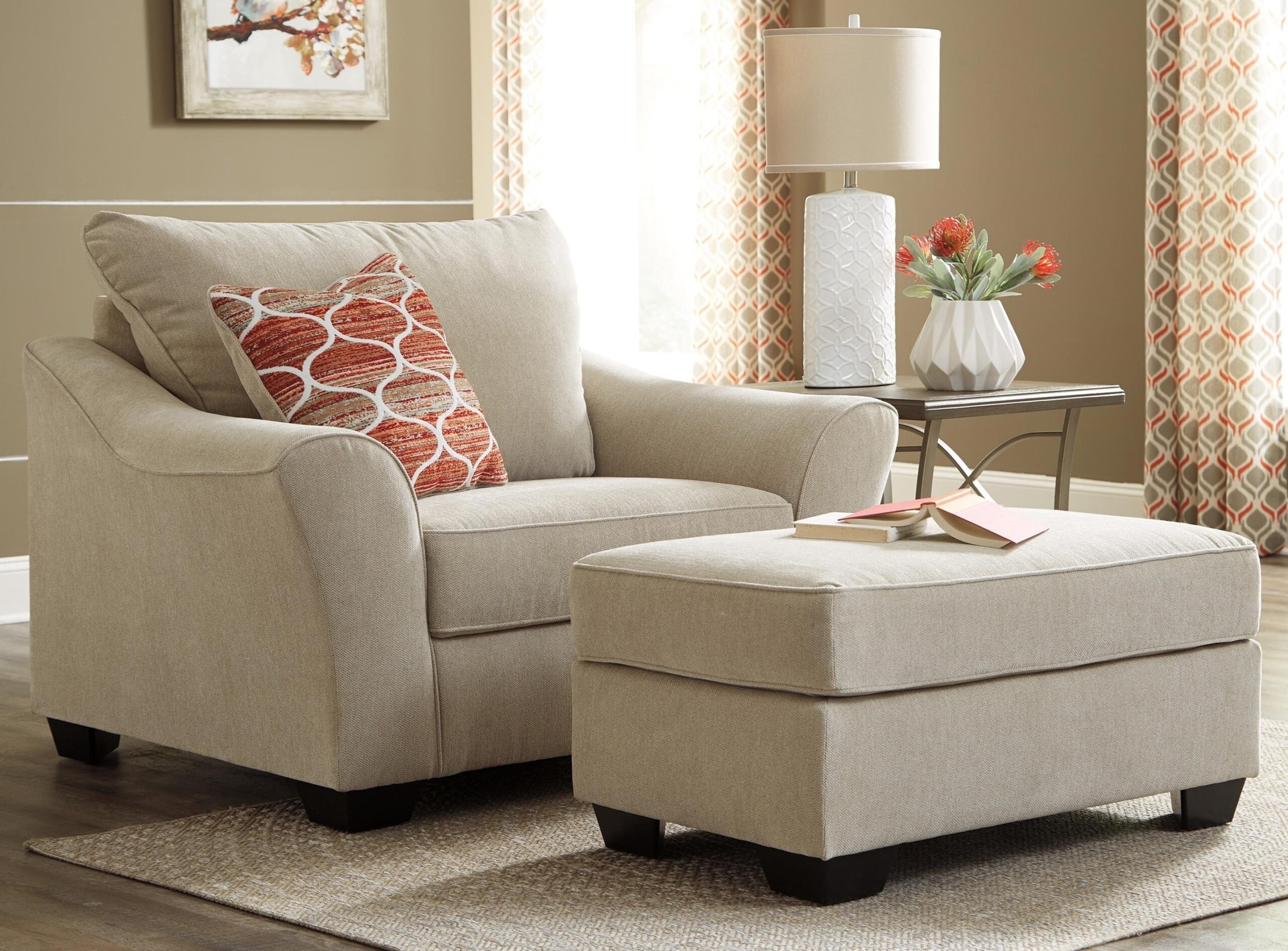 Benchcraft Lisle Nuvella Chair and a Half & Ottoman in Performance