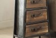 Industrial End Table Rustic Nightstand Accent Side Tables Drawers