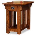 Mission Chair Side End Table With Storage Drawer And Shelf - Medium