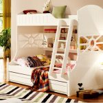 White children bedroom furniture kids double deck bunk bed-in