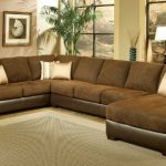 Sectional Sofa Couch Chaise with Chocolate Cushion Seat and Back